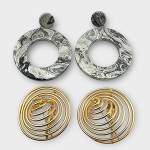 LOT of 2 large vintage 80s clip earrings